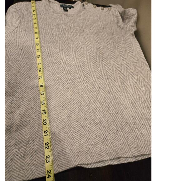 Lauren Ralph Lauren VTG Silk Cashmere Herringbone Gray White Lightweight Medium - Picture 8 of 10